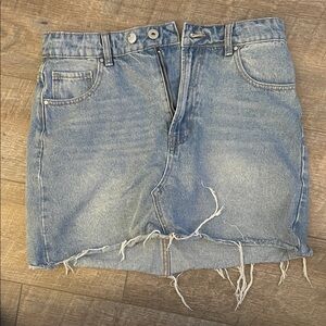 Cotton On Denim Mini Skirt with Frayed Hem